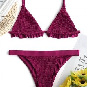 Ruffles Bralette Smocked Bikini Set